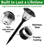 8 Pack Solar Pathway Lights Outdoor Metal Solar Powered Lights Waterproof Glass High Lumen for Garden Landscape Path Yard Walkway Patio Driveway Outside Colored Color Changing White Black - Image 2