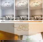 Modern Ceiling Lights- Dimmable LED Ceiling Lamps 31.4" Flush Mount LED Chandelier Lighting Fixture White 6 Rings Light for Living Kitchen Dining Room, Bedroom 3000/4000/6500K with Remote - Image 2