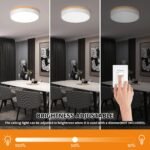 Dimmable Wood LED Flush Mount Ceiling Light, 5CCT 2700K-6000K Modern Round Close to Ceiling Lighting Fixtures, Minimalist White Ceiling Lamp for Bedroom, Kitchen, Hallway, Laundry Room - Image 2