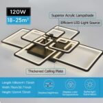 Modern Led Ceiling Light for Living Room,dimmable Ceiling Light Fixture with Remote,Black Flush Mount Ceiling Light,120W Ceiling Lamps,41.7??Ceiling Lighting,Big Ceiling led. - Image 2