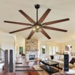 Ceiling Fans with Lights, 65'' Indoor/Outdoor Black Ceiling Fan with Remote Control, Reversible DC Motor, 8 Blades, 3CCT, Dimmable, Noiseless, Vintage Large Ceiling Fan for Farmhouse, Bedroom