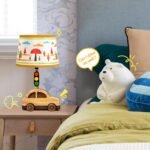 Kids' Dimmable Table Lamp, UL/ETL Certified Child Safe Natural Wood Car Stoplight Creative Design, 15 Inch Tall Handmade Small Nursery Lamp, Gift for Toddler Boys Girls (Car) - Image 2