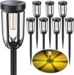 Solar Pathway Lights Outdoor 8 Pack, Bright Solar Lights Outdoor Waterproof , Auto On/Off Solar Lights for Outside, LED Solar Garden Lights Landscape Lighting for Walkway Lawn Yard