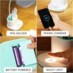 Desk Lamp, LED Large Desk Light 3 Reading Modes, with USB Output Port, Rechargeable Cordless Battery Operared, Pen Holder Nightlight, Flexible Gooseneck, Protable Office College Dorm Essentials, White - Image 2