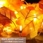 Fall Decor 3-Pack Fall Leaf Garland with Lights, Total 24.6ft 60 LED Halloween String Lights, Thanksgiving Decorations for Home Holiday Autumn Indoor Friendsgiving Gift - Image 2