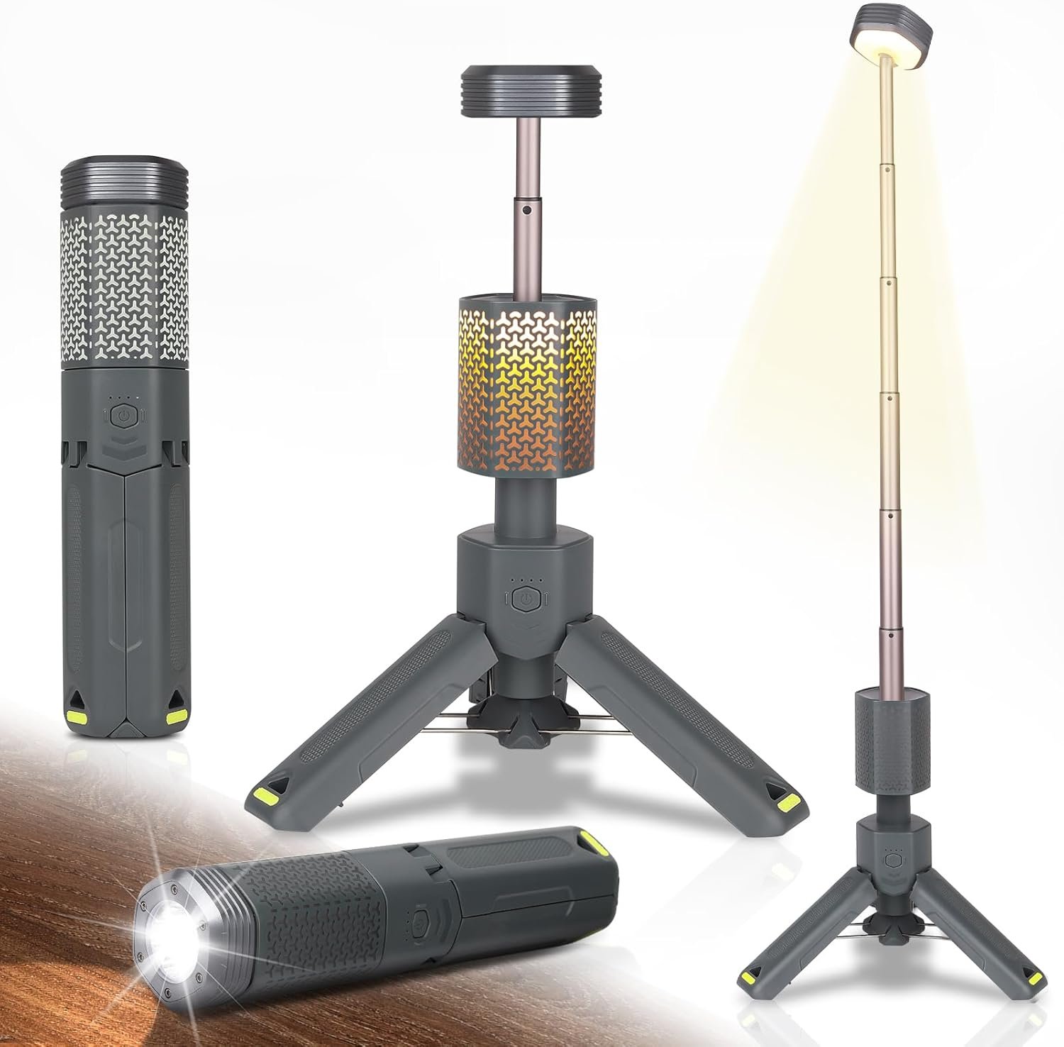 71LyWWduCAL._AC_SL1500_.jpg Camping Lantern Rechargeable - Multifunction Lantern Battery Powered 10500mAh- Portable Camping Lamp and Flashlight - Telescoping Camp Lights for Hiking,Camping,Emergency Lighting Gray - Image 1