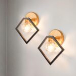 Crystal Wall Sconce Lighting Set of 2, 1-Light K9 Crystal Gold&Black Modern Vanity Lights Wall Lamp, Bathroom Light Fixtures for Mirror Kitchen Living Room Bedroom Hallway Cabinet Porch