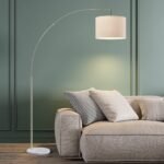 Modern Arc Floor Lamp for Living Room Arching Hanging Lamp Shade Over The Couch for Reading Bedroom Office Brushed Steel Arch Standing Floor Light Silver - Image 2