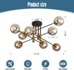 8 Light  Ceiling Light Fixture Glass Globe Bubble Modern Chandelier for Dining Room Bedroom Kitchen Living Room Hallway Entryway Office - Image 2