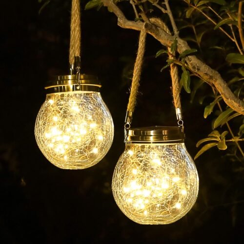 Solar Lantern, 2 Pack Outdoor Lanterns with 30 LED Waterproof Garden Decor Patio Solar Lights Outdoor Decorative Backyard Outdoor Hanging, Warm Light