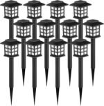 Solar Outdoor Lights,12 Pack LED Solar Lights Outdoor Waterproof, Solar Walkway Lights Maintain 10 Hours of Lighting for Your Garden, Landscape, Path, Yard, Patio, Driveway