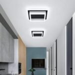 32W Modern LED Ceiling Light, Small Flush Mount Light Fixture, 6000K Cold White Ceiling Lamp, Square Hallway Lighting Fixtures for Living Room Bedroom Bathroom Kitchen (Black, Cold White) - Image 2