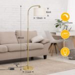 LED Floor Lamp Fully Dimmable Modern Standing Lamp Arc Floor Lamp with Adjustable Drum Shade, Gold Tall Pole Reading Lamp Corner Light for Living Room Bedroom Study Room, Bulb Included - Image 2