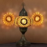 Handmade, Night Light,  Vintage,  Glass Table Lamp for Bedroom, Office, Living Room and Ideal Gift for Special Days (Gold)