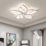 Modern Ceiling Light,23.6?? Dimmable LED Chandelier Flush Mount,Remote Control Acrylic Leaf Lamp Fixture for Living Room Dining Room Bedroom 60W