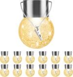 Solar Outdoor Lights Decorative 12 Pack, Hanging Solar Garden Lights Waterproof, Solar Powered Globe Lantern Cracked Glass Ball Lights for Yard Patio Fence Tree Umbrella Holiday Decoration,Warm White