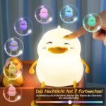 Duck Night Light Children, Duck Silicone Night Light with 30 Minute Timer, 7 Colours Touch Control, Bedside Lamp, USB Rechargeable Lamp, Touch Control, Gifts for Boys, Girls - Image 2