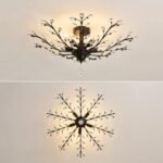 5 - Light Vintage Small Crystal Chandelier Modern Semi Flush Mount Ceiling Light Fixture Chandelier Lighting for Kitchen Bedroom Living Room Dining Room Hallway Foyer??Black?? - Image 2