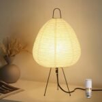 Table Lamp, Japanese Paper Lamp, Handmade Rice Paper Akari Floor Lamp for Bedroom or Living Room, 3 Color Dimmable Paper Floor Lamp Style Design (Bulb Included)