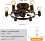 Ceiling Fans with Lights and Remote, 20 Inch Low Profile Flush Mount Ceiling Fan with Light, Farmhouse Rustic Industrial Fan Lights Ceiling Fixtures for Bedroom,Kitchen(6 Speed,Timing)-Bronze - Image 2