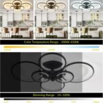 33.3inch LED Ceiling Light,Dimmable Modern Ceiling Light,6 Rings Flush Mount Ceiling Lamps Acrylic Lampshade Remote Controller Black LED Chandelier for Home Office Bedroom(33.3x24.8x4.92in/70w) - Image 2