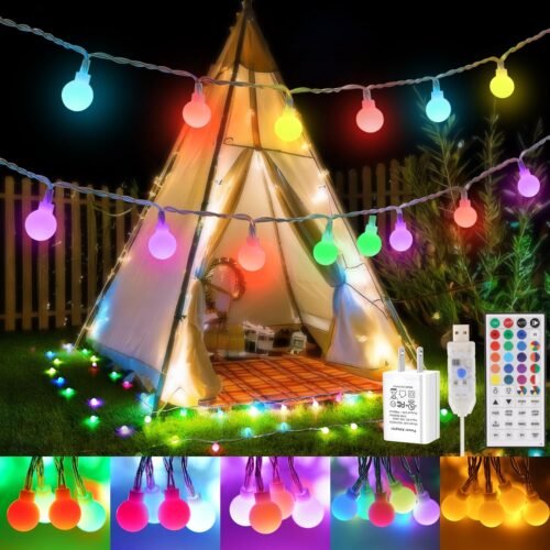 24 Colors Indoor String Lights with Remote, 16.5ft 50LED String Lights Bedroom USB Plug in, Color Changing Christmas Lights Hanging for Dorm Classroom Tapestry Party Garden Patio Wall Xmas D??cor