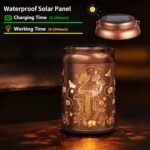 Solar Lanterns Outdoor Waterproof Bee Mushroom Decoration Gifts for Women Mon Grandma Hanging Solar Lights for Outside Metal LED Lanterns for Yard, Patio, Garden Decor - Image 2