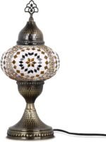 Handmade, Night Light,  Vintage,  Glass Table Lamp for Bedroom, Office, Living Room and Ideal Gift for Special Days (Gold) - Image 2