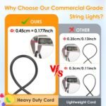 48FT Outdoor Patio Lights Waterproof Dimmable with Remote, RGB Cafe LED String Light with 15 Shatterproof Bulbs for Bistro Party-Black 1 Pack - Image 2