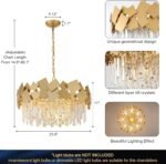 Modern Crystal Chandelier Gold 24?? Round Chandelier for Dining Room 9-Light Ceiling Pendant Light Fixture  Crystal Luxury Semi Flush Mount Chandelier for Foyer Living Room - Image 2