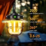 Camping Lantern, Rechargeable Camping Lantern, 4 Light Modes Stepless Dimming Tent Lights, Solar Lantern Camping, Waterproof Camping Light for Hiking, Emergency, Fishing, Camping Essential - Image 2