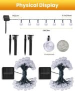 Solar String Lights Outdoor Waterproof, 2 Pack 60 LED 36.5 FT Each, Solar Powered Patio Lights with 8 Lighting Modes for Garden Yard Porch Wedding Party Decor (Warm White) - Image 2