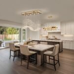 Modern Crystal Chandelier Gold Rectangular Wave Raindrop Chandelier 8 Lights Rectangle Flush Mount Ceiling Light Pendant Light Fixture for Dining Room Living Room Kitchen Island L31.5'' - Image 2