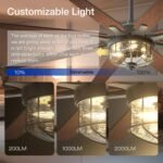 Ceiling Fans with Lights, 65'' Indoor/Outdoor Black Ceiling Fan with Remote Control, Reversible DC Motor, 8 Blades, 3CCT, Dimmable, Noiseless, Vintage Large Ceiling Fan for Farmhouse, Bedroom - Image 2