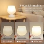 Touch Table Lamp for Nightstand - Small Bedside Lamp for Bedroom Living Room Night Stands, Desk Lamp with White Glass Shade for Small Spaces, 3 Way Dimmable, LED Bulbs, Gifts - Image 2