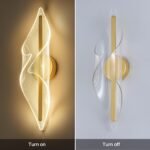 Modern Gold Wall Sconce 17.3Inch LED Wall Lamp with Remote Control Dimmable Acrylic Vanity Light for Living Room Hallway Bathroom Bedroom Stairs - Image 2