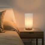 Small Bedside Night Table Lamp for Bedroom, Minimalist Nightstand Lamp with Round Fabric Linen Shade, Study Reading Desk Lamp for Kids Room, Living Room, College Dorm, Home, Office - Image 2