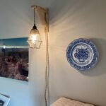 Wall Lamp with Plug in Cord - Plug in Wall Sconces, Farmhouse Hanging Lamps That Plug into Wall Outlet, Rustic Wall Mount Lamp with Wood Shelf Bracket & Switch Cord for Living Room, Bedroom - Image 2