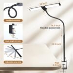 Led Desk Lamp for Home Office, Eye-Care Architect Light with Clamp, Smart Double Head Computer Monitor Table Clip Lamp, Adjustable Flexible Gooseneck, 25 Lighting Models, Task lamp, Black - Image 2