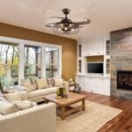 48 Inches Retractable Caged Ceiling Fan with Lights, Reverse Industrial Rusty Fandelier Fan Chandelier with Remote Control for Living Room Dining Room Bedroom - 5 Lights - Image 2