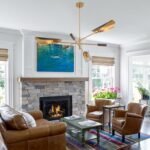 51" Industrial Farmhouse Chandelier with Antique Brass Brush Paint and Matt Black Finish, Wood Pendant Lighting Fixture for Dining Room Living Room Kitchen Island Bedroom 3-Light - Image 2