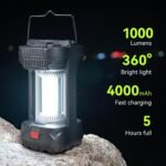 Camping Lantern Rechargeable, 1000LM 4000mAh Rechargeable Lanterns 4 Light Modes  Lantern for Camping, Hiking, Power Outages, Emergencies (1 Pack-Black) - Image 2