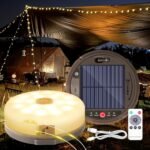 Camping String Light 4 in 1 Retractable 42ft Solar /USB Rechargeable 3600mAh Waterproof Hanging Outdoor Camping Lantern with 8 Lighting Modes, Portable Tent Lights for Hiking, Yard, RV (Warm Light) - Image 2