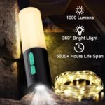Camping String Lights, 33Ft With Lanterns (4 in 1 Design), 4000mAh Charger, 7 Modes, IPX6 Waterproof, Rechargeable Flashlights for Outdoor, Hiking - Image 2