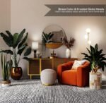 Mid Century Modern Floor Lamp for Living Room, Contemporary Gold Floor Lamp with Frosted Glass Shade and Bulbs Included, Vintage Standing Tall Lamp for Bedrooms, Office - Antique Brass - Image 2