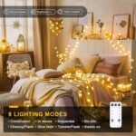 100 LED Connectable Globe String Lights Indoor Bedroom, 33ft Warm White Christmas String Lights Plug in with Remote, 8 Modes Hanging Fairy Lights Outdoor for Room Classroom Dorm Party Decor - Image 2