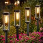 Bright Solar Lights Outdoor 6 Pack, Solar Pathway Lights Waterproof , Auto On/Off Walkway Landscape Lighting, Long Lasting Outdoor Light for Walkway Landscape Path Yard Lawn Patio Decor