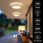 Gold LED Ceiling Light, Modern Flush Mount Ceiling Light Fixture, Minimalist Round Metal Lighting Fixture Ceiling Lamp for Hallway, Entryway, Bedroom, Balcony, 11.81 Inch - Image 2