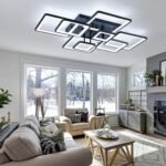 Modern LED Ceiling Light, Dimmable LED Chandelier Black Flush Mount Ceiling Lights, Remote Control Acrylic Ring Ceiling Lamp Fixture for Living Room Dining Room Bedroom - Image 2