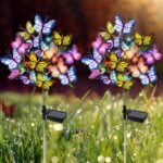Solar Garden Lights Outdoor Waterproof Decorative Solar Lights Outdoor 2 Pack with 44 LED 34 Butterfly Flower Garden Decor Yard Patio Lawn Outdoor, Gifts for Mother's Day Mom Women